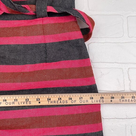 Boden Dress Women 4R‎ Black Pink Stripe Sheath Cotton Linen Classic Career VTG - Picture 11 of 14